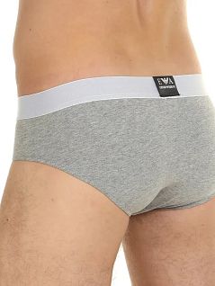 Эластичные брифы на пришивной резинке серого цвета Emporio Armani RT45689